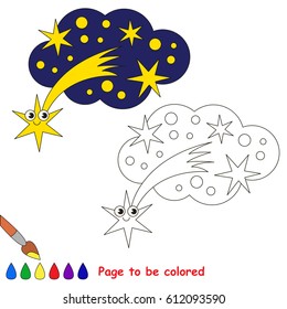 Funny Cute Comet to be colored, the coloring book for preschool kids with easy educational gaming level.