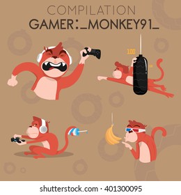 Funny and cute compilation of monkey gamer