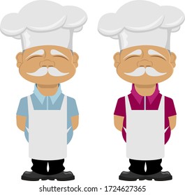 Funny and cute cook. Vector illustration set on a white isolated background.