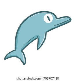 Funny and cute cool dolphin jumping - vector.
