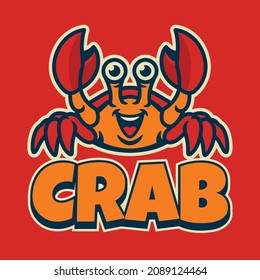 Funny Cute Crab Cartoon Mascot Logo