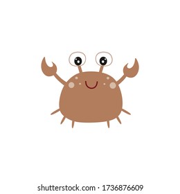 Funny cute crab on a white background. Children's cartoon illustration. Drawing for children's books, postcards, coloring books, posters.