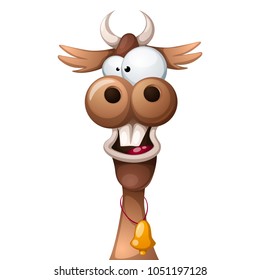 Funny, cute, crazy cartoon characters cow Vector eps 10