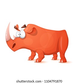 Funny, cute, crazy cartoon characters rhino Vector eps 10