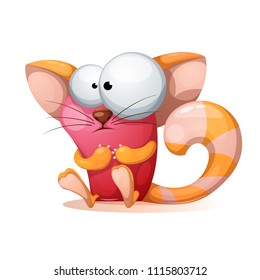 Funny, cute, crazy cartoon characters cat Vector eps 10