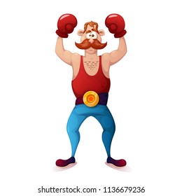 Funny, cute, crazy - cartoon characters boxer Vector eps 10