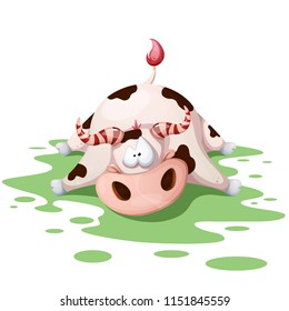 Funny, cute, crazy cartoon cow characters. Vector eps 10