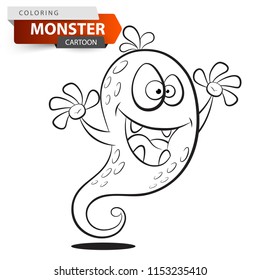 Funny, cute, crazy cartoon monster character. Coloring illustration Vector eps 10