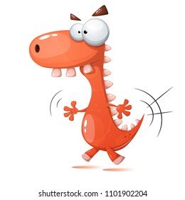 Funny, cute, crazy dinosaur illustration Vector eps 10