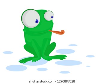 Funny, cute, crazy frog cartoon 