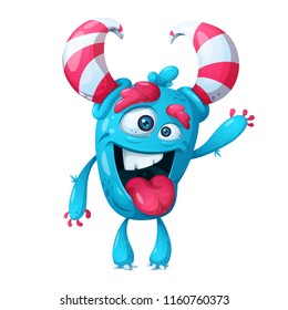 Funny, cute crazy monster character. Vector eps 10