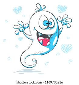 Funny, cute crazy monster character. Halloween illustration. Vector eps 10