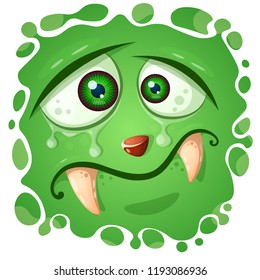 Funny, cute crazy monster character. Halloween illustration. For printing on T-shirts. Vector eps 10