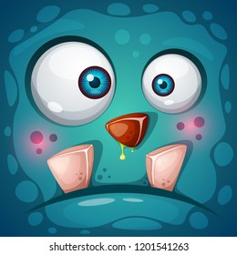 Funny, cute crazy monster character. Halloween illustration. For printing on T-shirts. Vector eps 10