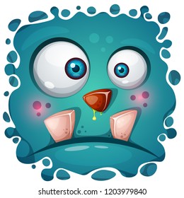 Funny, cute crazy monster character. Halloween illustration. For printing on T-shirts. Vector eps 10