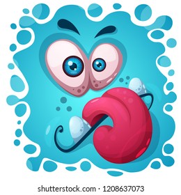 Funny, cute crazy monster character. Halloween illustration. For printing on T-shirts. Vector eps 10