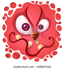 Funny, cute crazy monster character. Halloween illustration. For printing on T-shirts. Vector eps 10