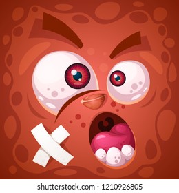 Funny, cute crazy monster character. Halloween illustration. For printing on T-shirts. Vector eps 10