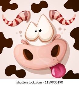 Funny, cute, crazy monster characters. Cow illustration Vector eps 10