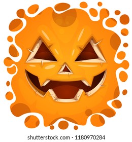 Funny, cute crazy pumpkin character. Halloween illustration. For printing on T-shirts. Vector eps 10