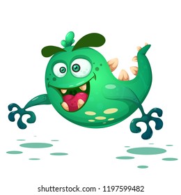 Funny, cute crazy pumpkin character. Halloween illustration. For printing on T-shirts. Vector eps 10
