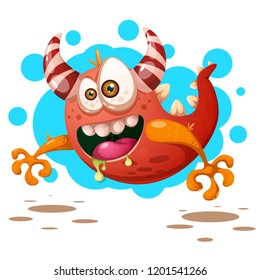 Funny, cute crazy pumpkin character. Halloween illustration. For printing on T-shirts. Vector eps 10