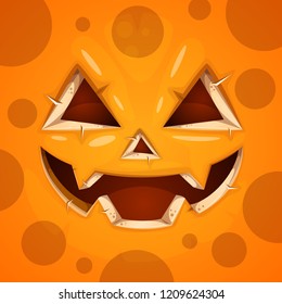 Funny, cute crazy pumpkin character. Halloween illustration. For printing on T-shirts. Vector eps 10