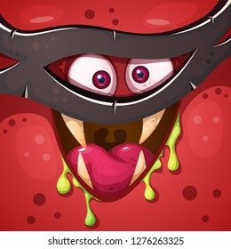 Funny, cute crazy pumpkin character. Halloween illustration. For printing on T-shirts. Vector eps 10
