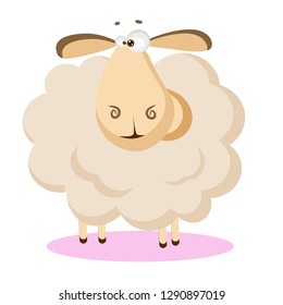 Funny, cute, crazy sheep cartoon 