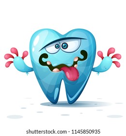 Funny, cute, crazy tooth characters Vector eps 10