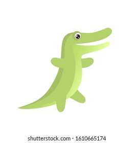 Funny cute crocodile. Cartoon children character  isolated on white background. Vector simple illustration of Australian animal.