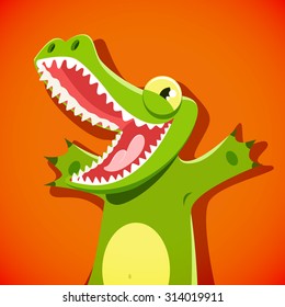 Funny cute crocodile with a smiley face vector illustration