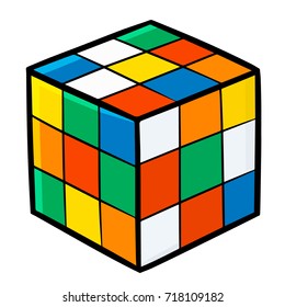 Funny and cute cube puzzle for brain training - vector.