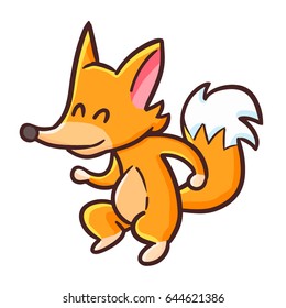 Funny and cute dancing fox smiling happily - vector.