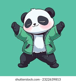Gracioso panda de baile Cute, ilustración vectorial 
