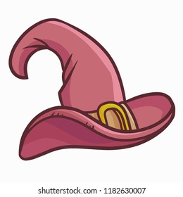 Funny and cute dark red witch hat for Halloween - vector.