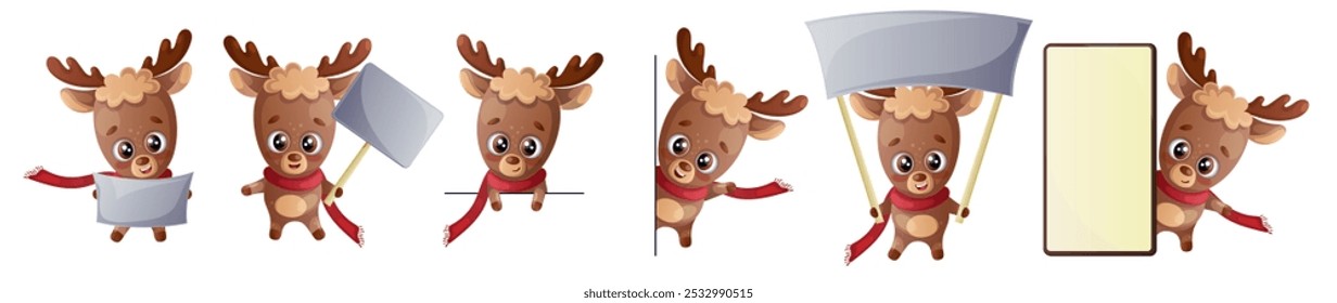 Funny cute deer in a vector set