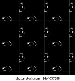 Funny And Cute Dog Seamless Pattern,