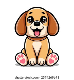 funny cute dog sitting character colored isolated drawing line art style sketch classic vintage design illustration