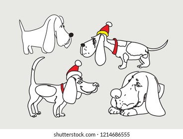 Funny cute dogs in christmass hats