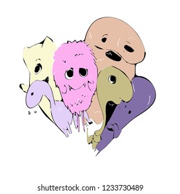 funny cute doodle monster 