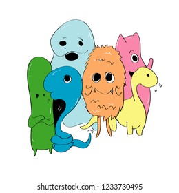 funny cute doodle monster 