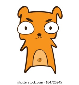 Funny cute drooping ears dog. Cartoon vector illustrate.