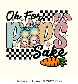 Funny Cute Easter Bunny Rabbit Retro Vintage T-shirt Design