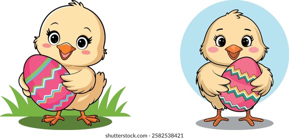 Funny and cute Easter chick eggs isolated by white background