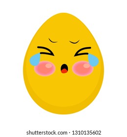 Funny and cute egg facial character expression