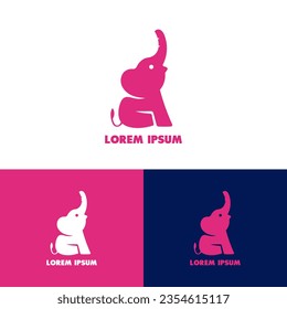 funny and cute elephant logo or icon, vector illustration