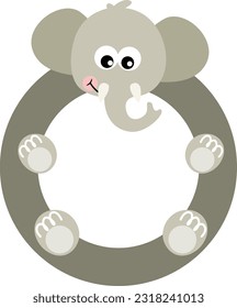 Funny cute elephant round frame