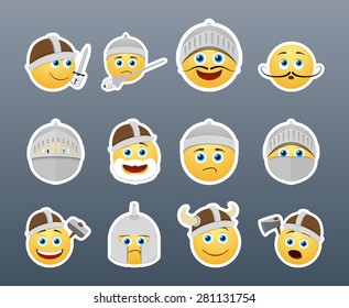Funny and cute emoticons Knights and Vikings yellow
