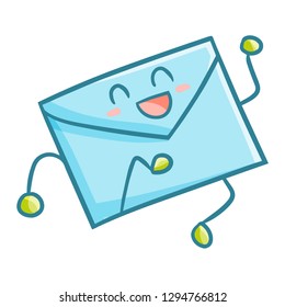 Funny and cute envelope running happily - vector.